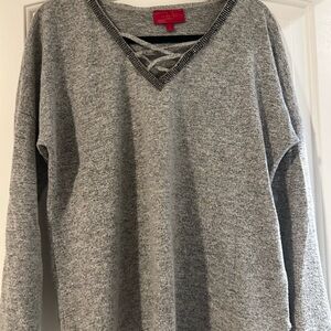 Jennifer Lopez Gray Sweater with Crystal Trim